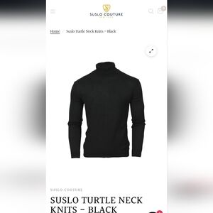 Suslo Couture Men's XS Black Turtleneck Knit Sweater